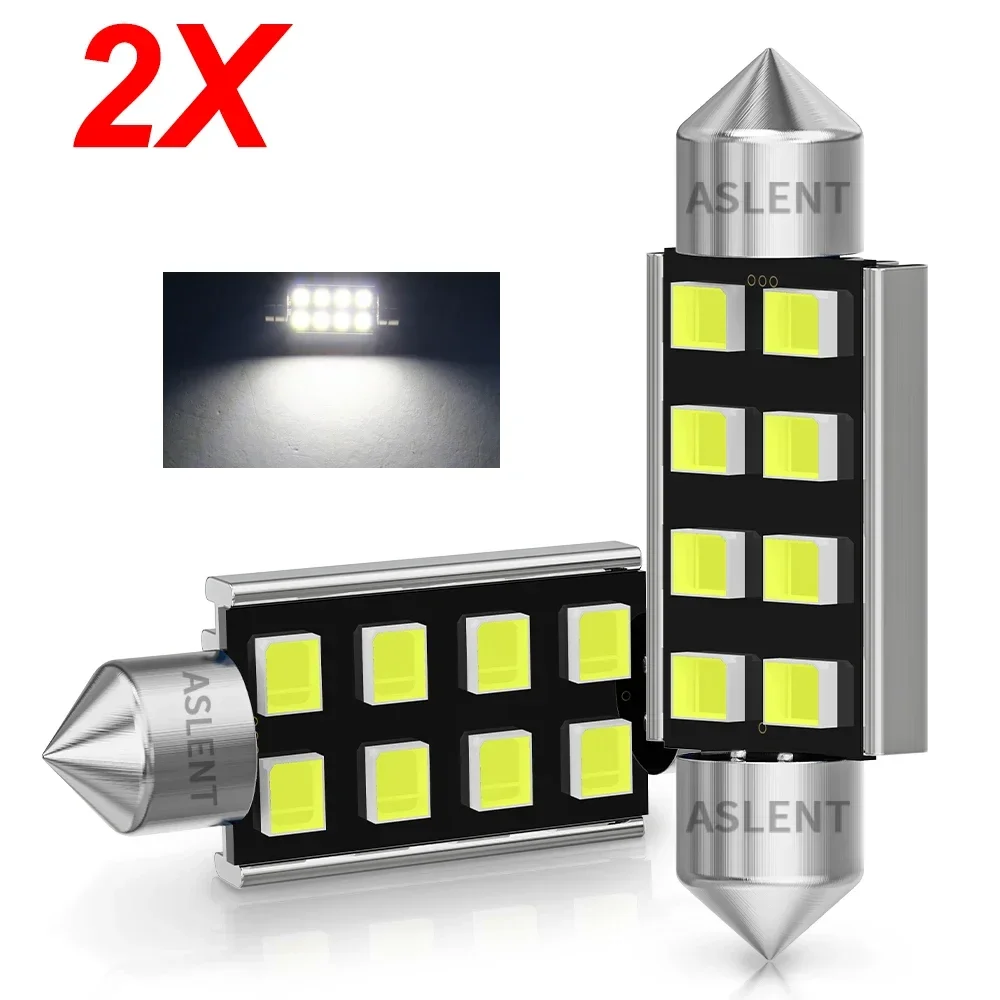 

2pcs New Dome Lamps 31mm 36mm 39mm 41mm Festoon 8 Smd LED ERROR FREE 2835 CANbus C5W Led Interior Reading White Bulbs 6000K 12V