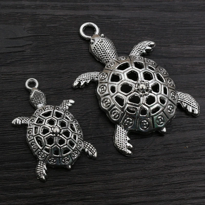 5pcs Turtle Charms Pendant Antiue Silver Plated Metal DIY Necklace Bracelet Jewelry Making Accessories Findings