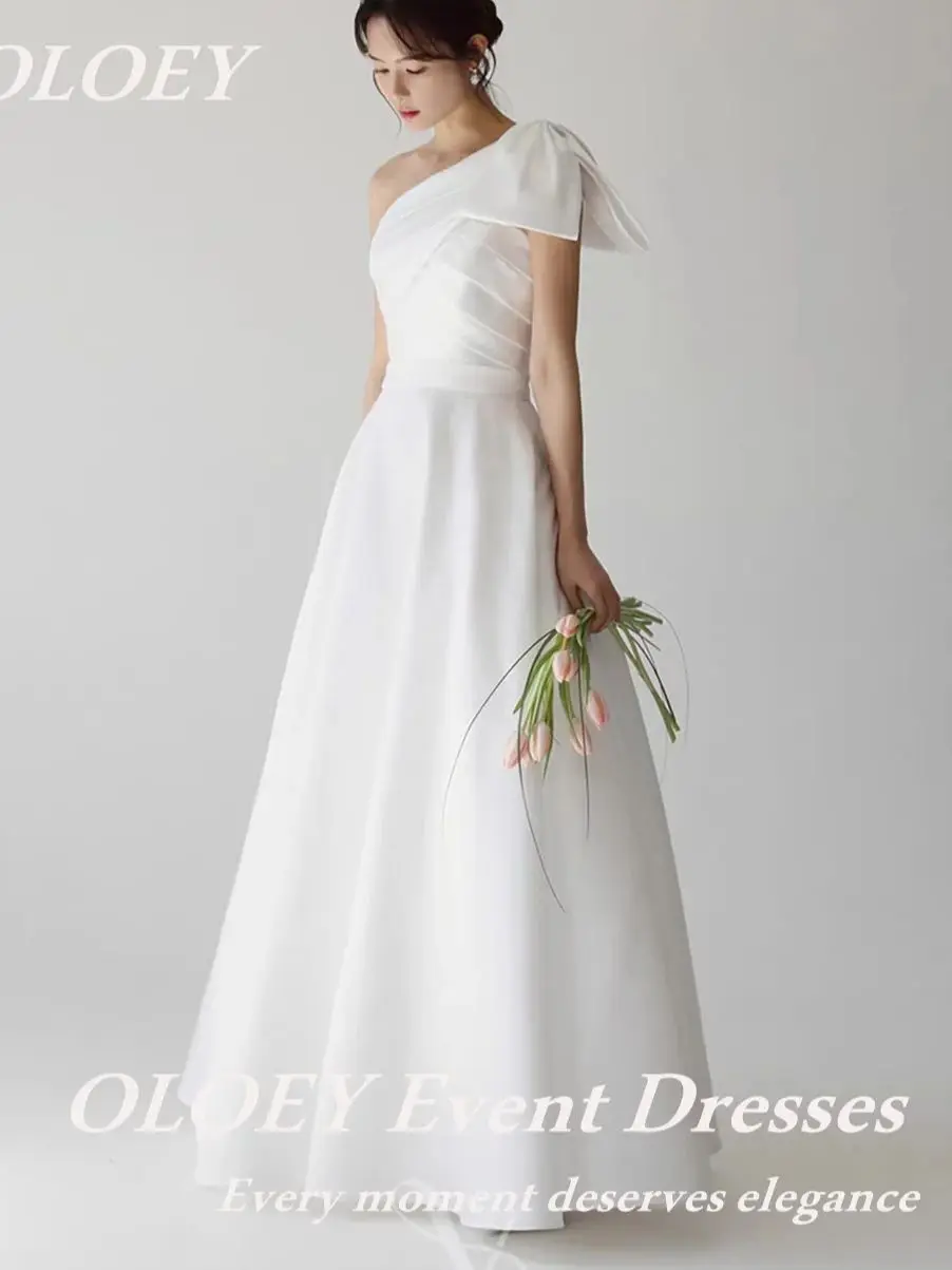 

OLOEY Simple A-line Wedding Dress Korea Snapshots Pleat Soft Satin Floor Length Bridal Gown 2025 Brides Customized