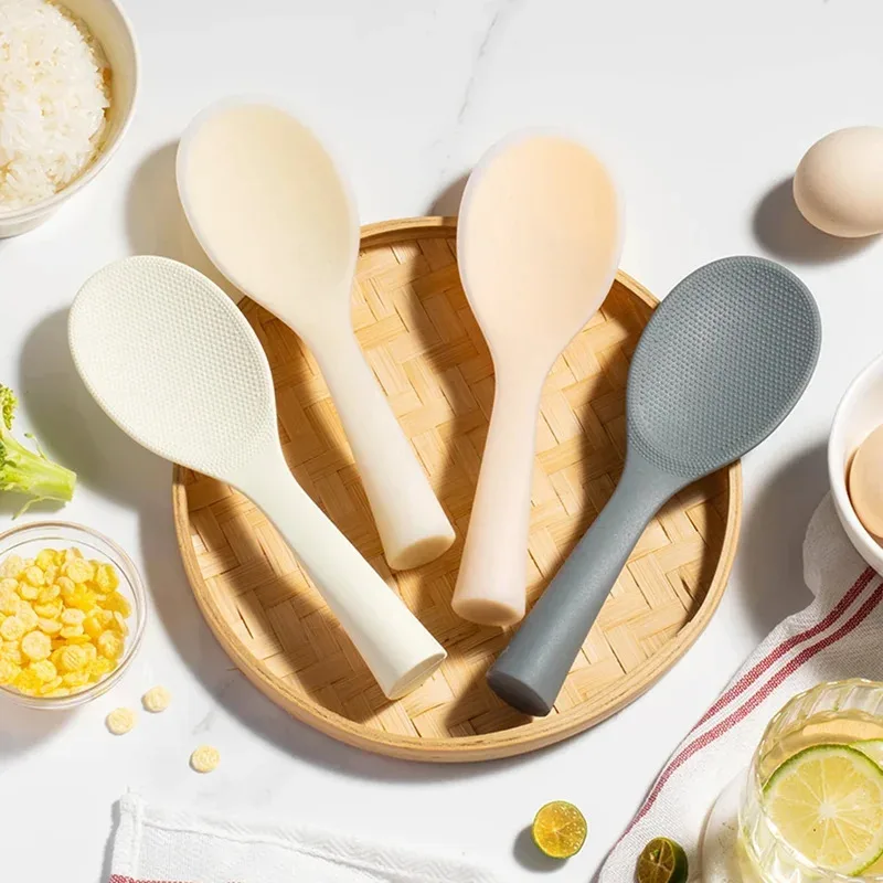 

1Pcs Silicone Spoon Non-stick Cooking Anti-scalding Pot Rice High-temperature-resistant Spoon Durable Kitchen Gadgets