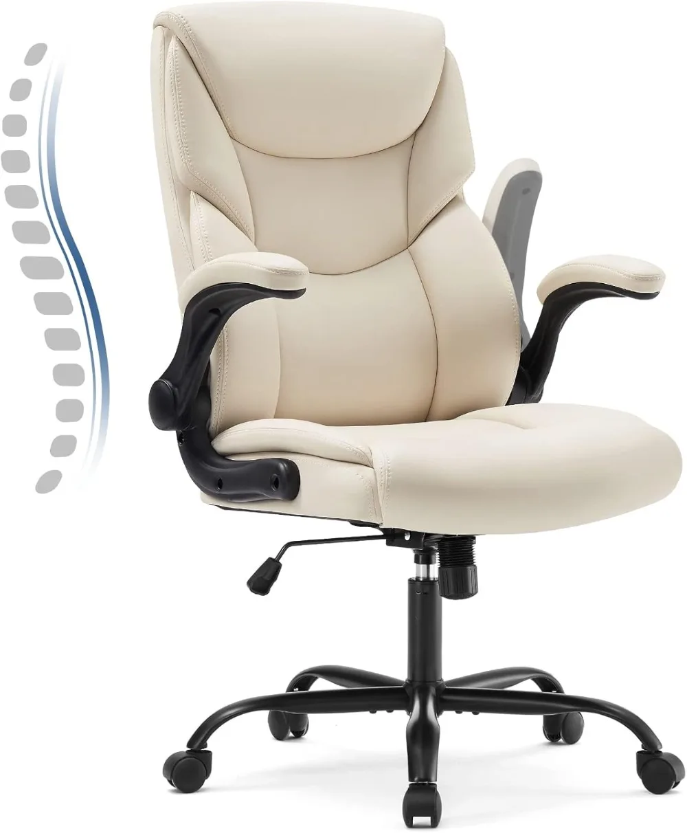 

JHK Leather Office Chair with Flip Up Arms,Executive High Back Big and Tall Desk Chairs with Ergonomic Lumbar Support,Adjustable