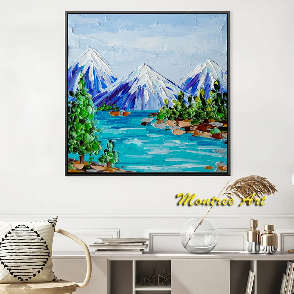 Hand Painted Oil Painting Lake Tahoe Art California Painting Mountains Original Art Northwest Painting living room home decor