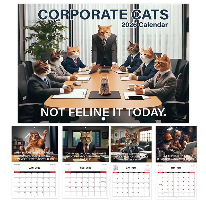 

2026 12-Month Wall Calendar Creative Corporate Cat Time Planner Organizer Office School Home Decorative Hanging Agenda Calendar