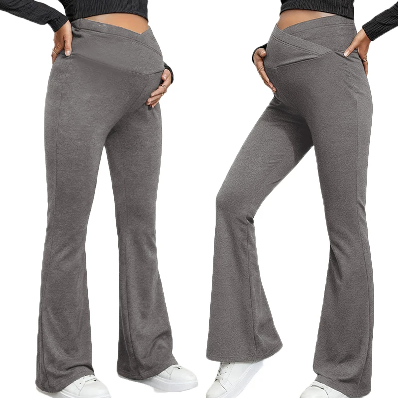

Maternity Clothing Wide-Leg Trousers High-Waisted Relaxed-Fit Maternity Flared Trousers Women's Pants