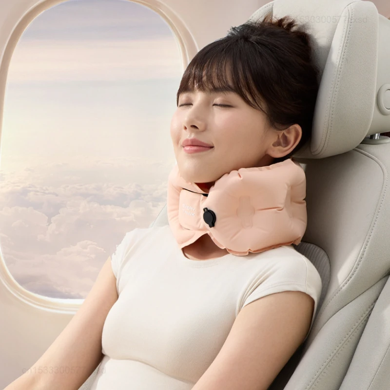 XIAOMI EVERYTINK almohada inflable de bolsillo portátil, almohada de cuello de avión en forma de U, almohada de elasticidad ajustable 2 en 1