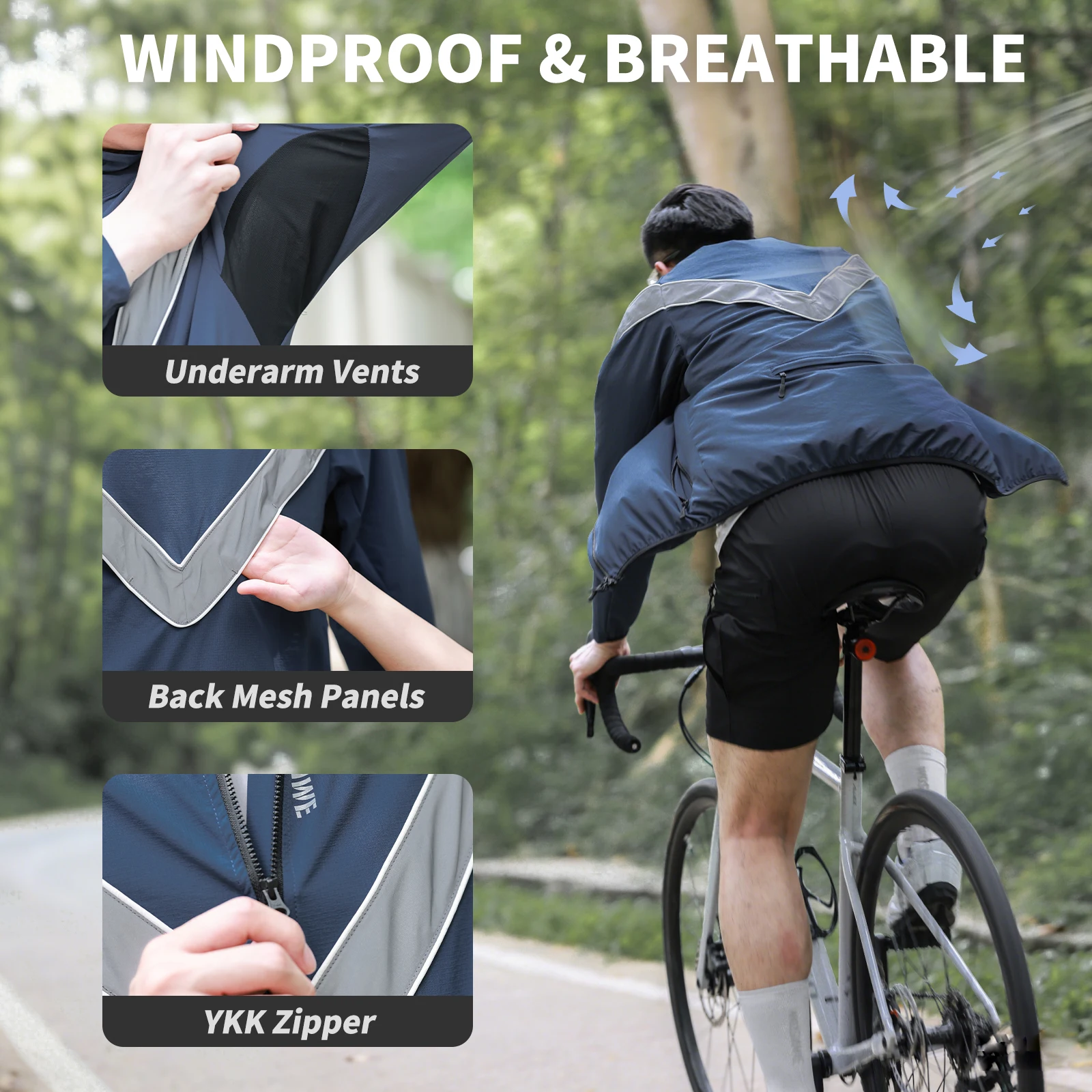 Men's Windproof Cycling Jacket - WOSAWE - usage example