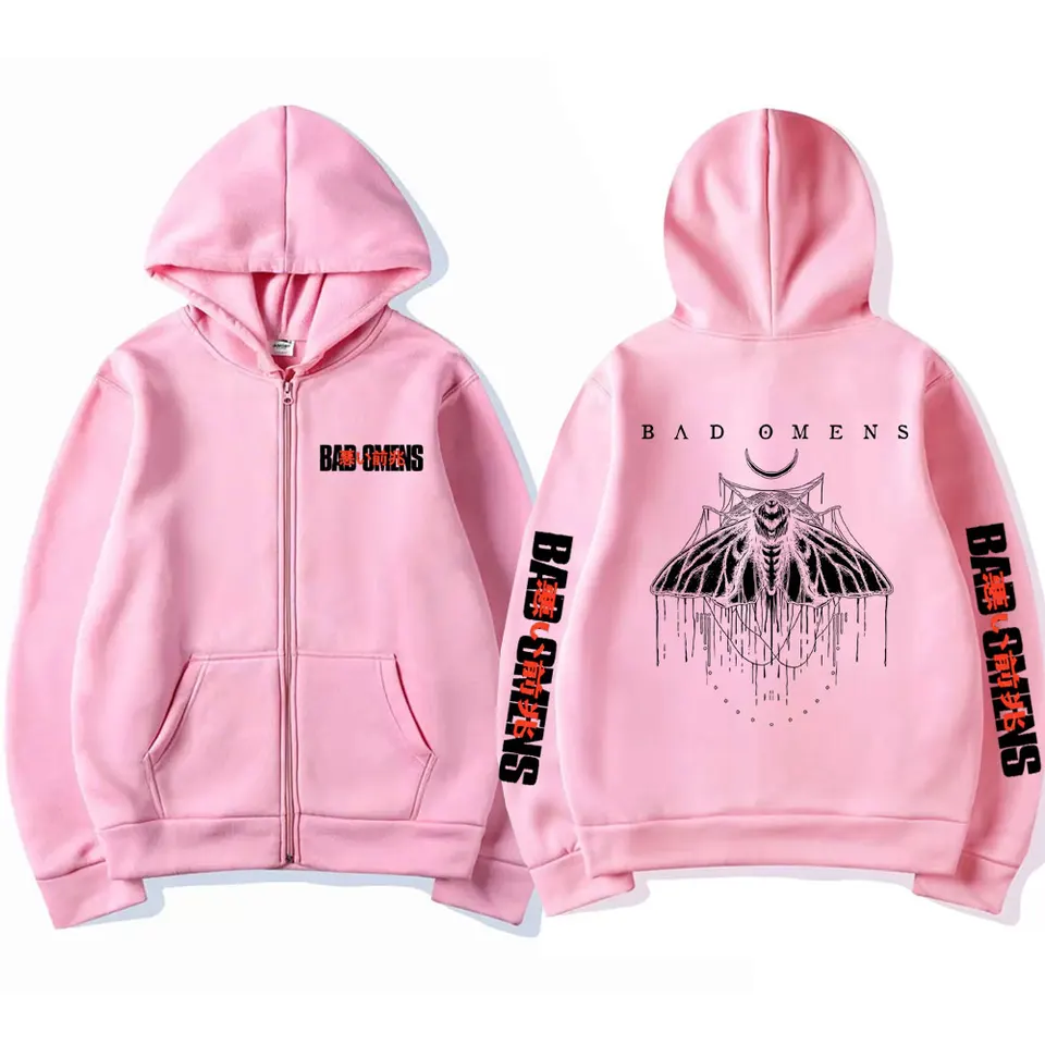 Bad Omens Band Graphic Zipper Hoodie Men Fashion Vintage Oversized