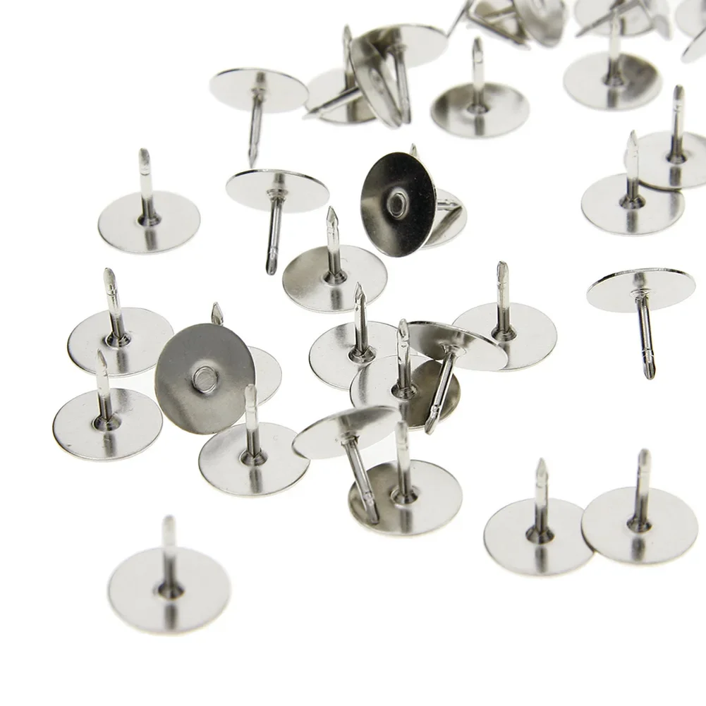 50Pcs/pack Gold Silver Tie Tacks Blank Pins with Clutch Back 10mm Pad and 8mm Post for Tie Tacks Jewelry Making Squeeze Badge