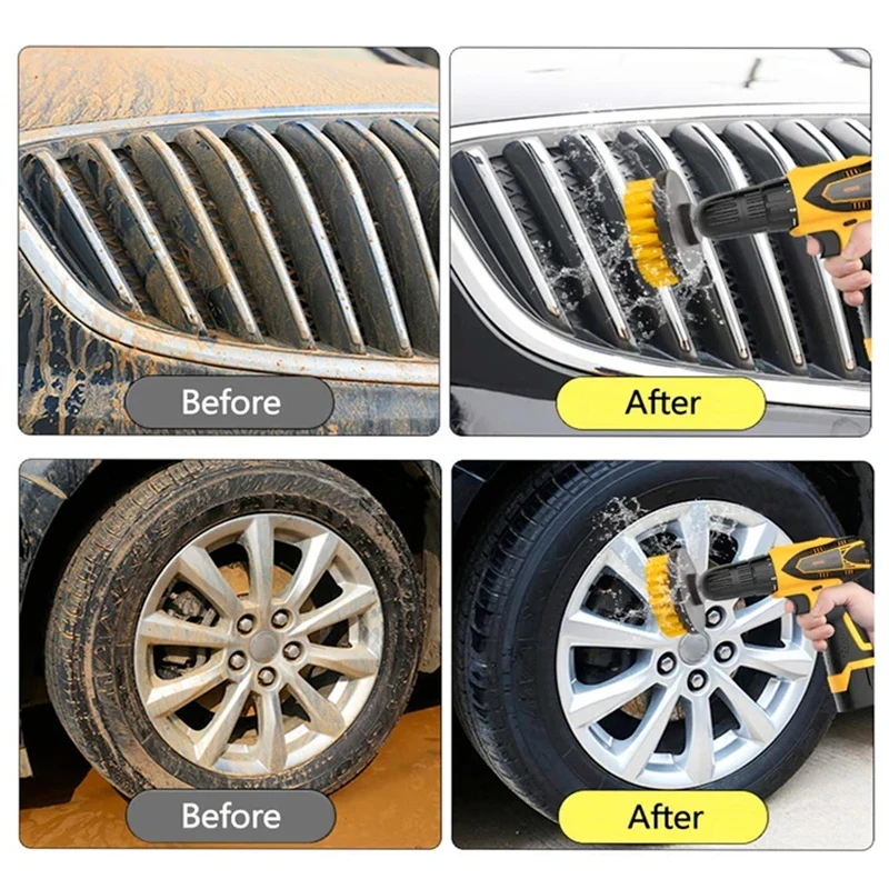 Kit sikat bor listrik, 3 buah sikat pembersih elektrik, alat pembersih ubin mandi permukaan bak mandi rumah tangga untuk perawatan otomatis