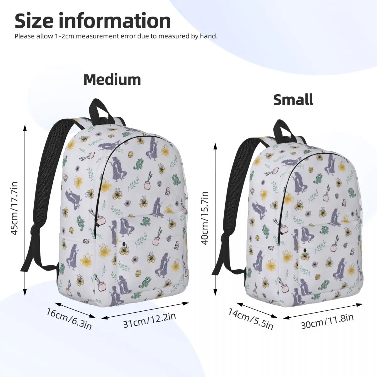 Zaini di tela di cartone animato divertente Rapunzel aggrovigliati personalizzati per uomo donna College School studenti Bookbag adatto a borse per