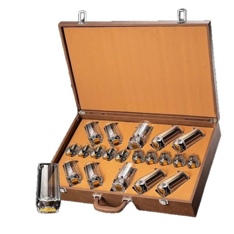 

Baijiu cup set light luxury high-end crystal glass wine dispenser wine set household small one-bite glass wine cup gift box set