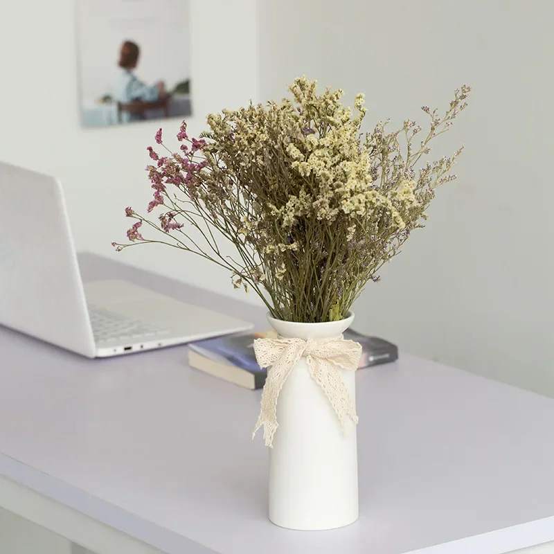 Ceramic Vase Set Of Three White Small Fresh Dried Flowers Starry Sky Flower Arrangement Hydroponic Flower Arrangement Decoration