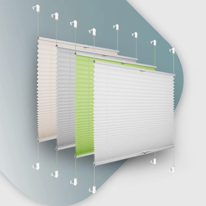 White/Grey/Yellow Pleated Window Blind, No‑Drill Clamp‑on Inner Frame Thermal Pleated Shade