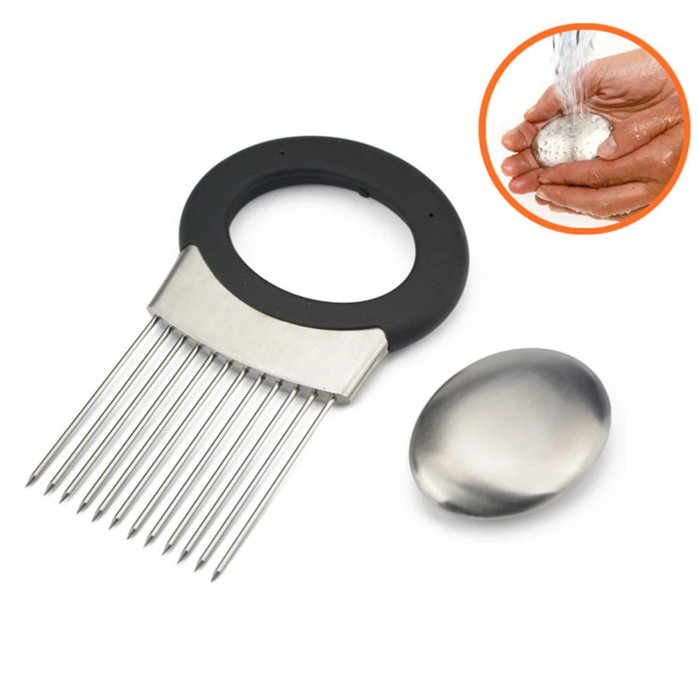 

Onion Fork Onion Holder Slicer Chopper Stainless Steel Slicing Tool Kitchen Vegetable Peelers Hands Free Slicer Guide