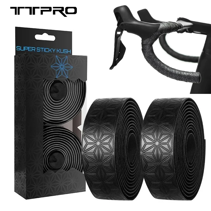 

TTPRO Road Bike Bar Handle Tape PU+EVA Shock Anti-slip Daisy Pattern Handlebar Tape Bicycle Cycling Tape With Bar End Plugs