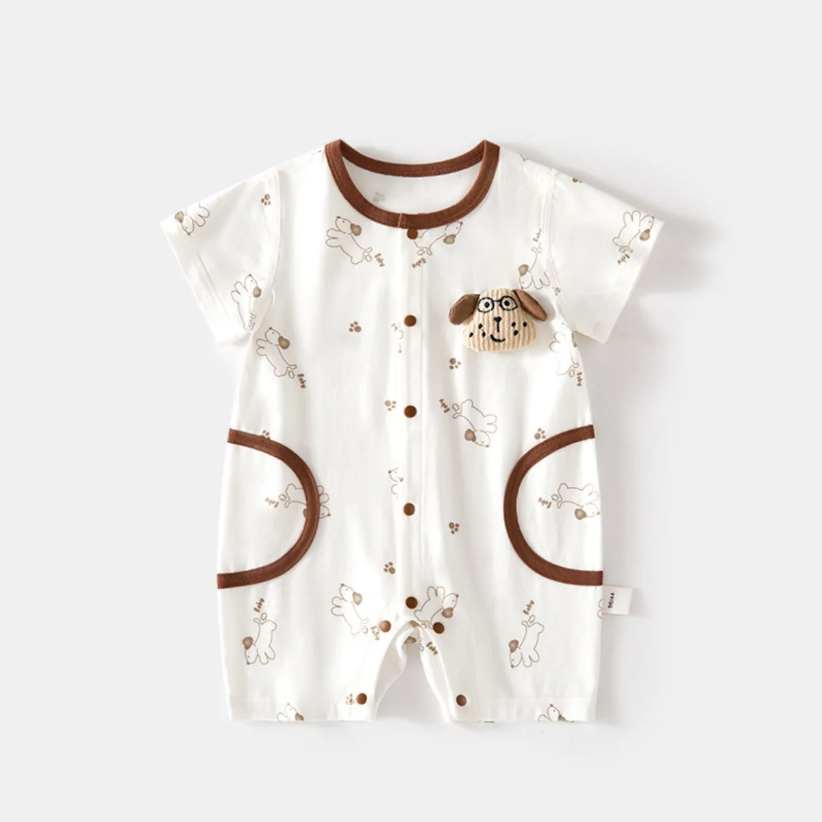 New Arrival Baby Unisex Pure Cotton Breathable Short Jumpsuit 6-18M Kid Summer Lightweight Romper Toddler Daily Wear Knit Onesie