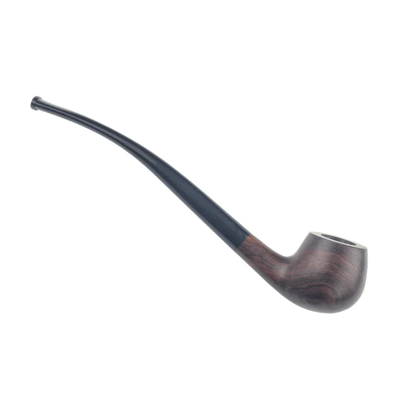 Ebony Reading Pipe Long Tobacco Pipe with 3mm Metal Filter Classic Solid Wood Smoking Pipe Gift for Men view 5