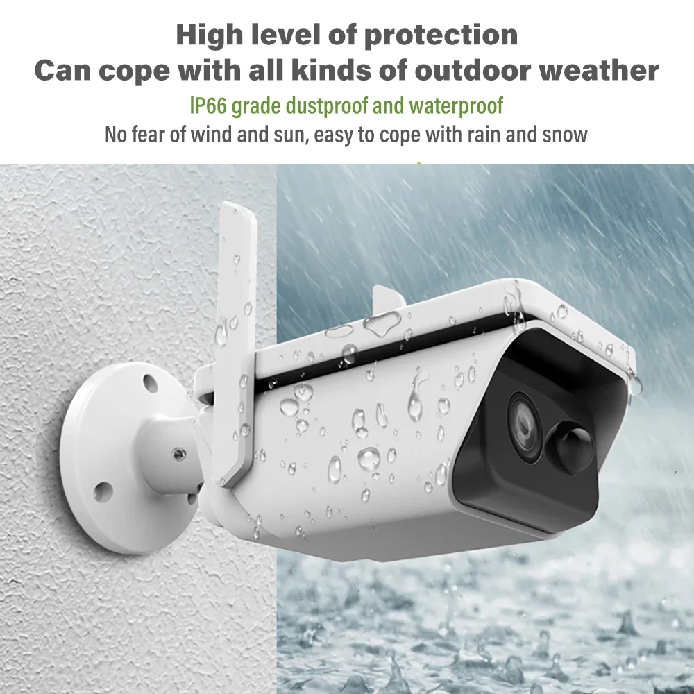 Outdoor IP Camera IP66 PIR Video Surveillance Security Bullet Cameras 4MP Wifi Solar Camera Wireless Battery Powered