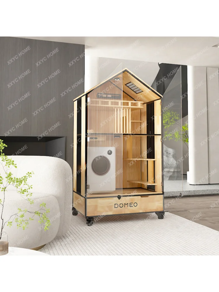 Large Cat Villa Solid Wood Cat Cage Cabinet Household Luxury Cat House Automatic Cat Toilet