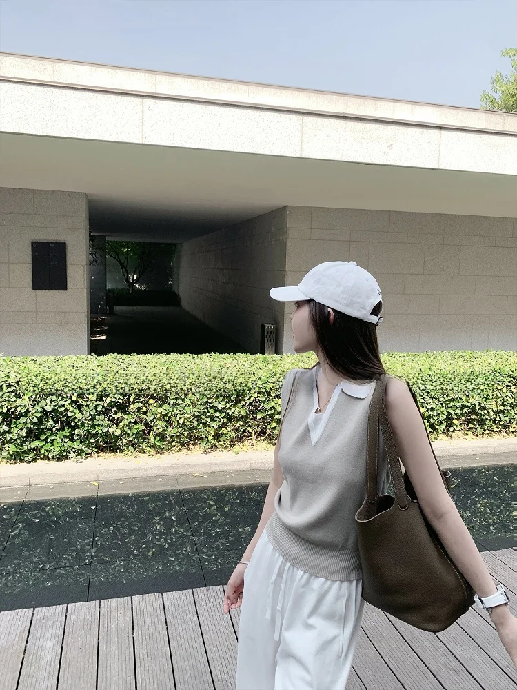 

Summer Knitted Svel Ne Vest Women's Faion Outerwear Lin2 Oxygen Sensation Color Blo Slim Fit Commute Sle