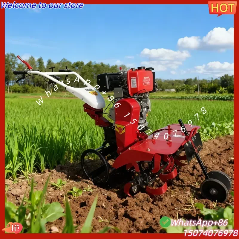 2026 Economical Multi-Purpose Weeding Ditching Ridging 178F Engine Four-Wheel Drive Tiller Cultivator