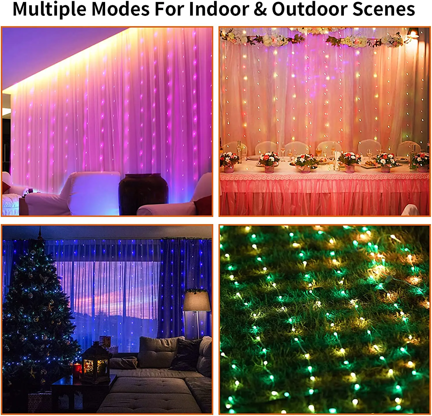 LED Window Curtain String Lights 16 Color Fairy Light Remote Control Christmas Garland Outdoor Wedding Party Bedroom Decoration