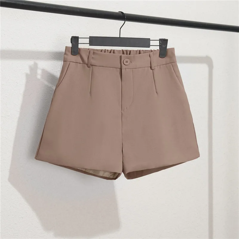 

Khaki color Suit Shorts Women Black Summer Thin 2024 New Ladies Loose High waisted A-line Casual Short Wide leg Pants Feminine