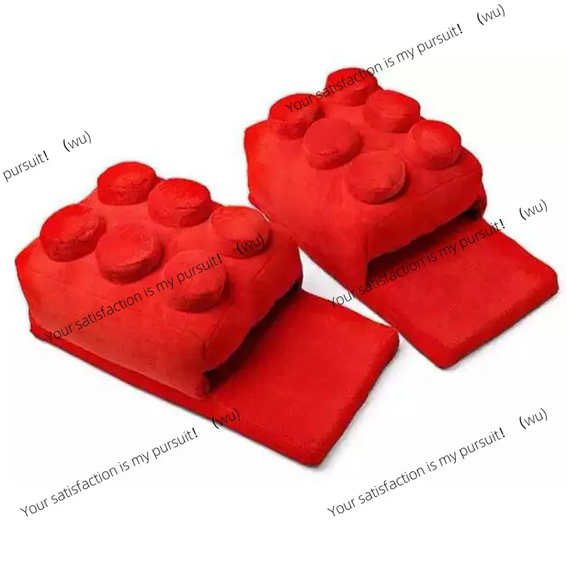 

Creative warm winter cartoon slippers, men's and women's home, fun soft building blocks, unisex shoes