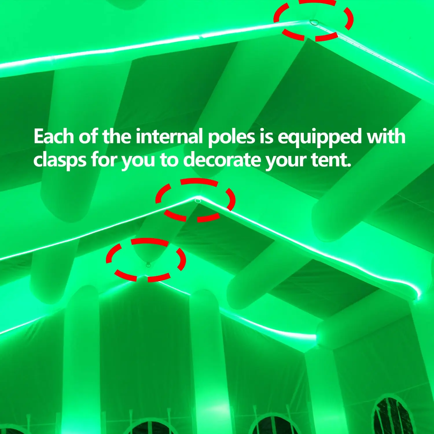 Barraca inflável da festa ao ar livre da barraca do casamento com luzes do diodo emissor de luz tenda portátil do jardim branco da casa de casamento para o evento do casamento