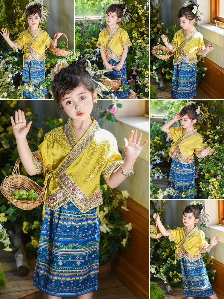 

Этническая танцевальная юбка для девочек, костюм для выступлений, детская праздничная одежда, этническая одежда из полиэстера, эксклюзивно онлайн