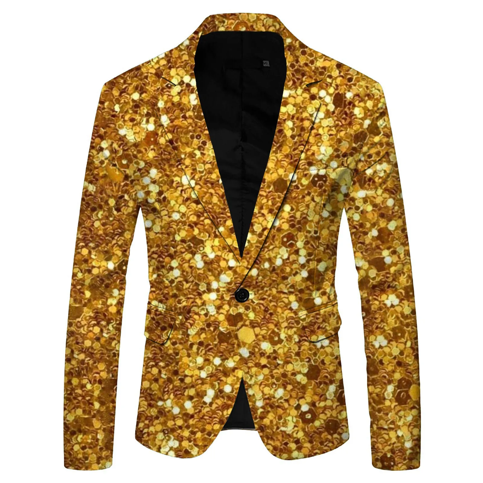 Giacca Blazer impreziosita con paillettes oro lucido giacca da uomo Nightclub Prom Suit Blazer Costume da uomo Homme Stage Clothes per cantanti