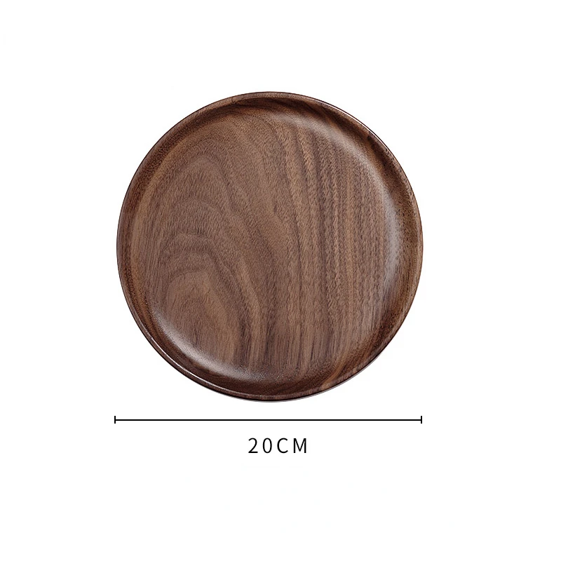 Solid Wood Tea Tray Japanese Walnut Dry Bubble Plate Round Type Plate Meal Wooden Tableware Household Snacks Dry Fruit Plate