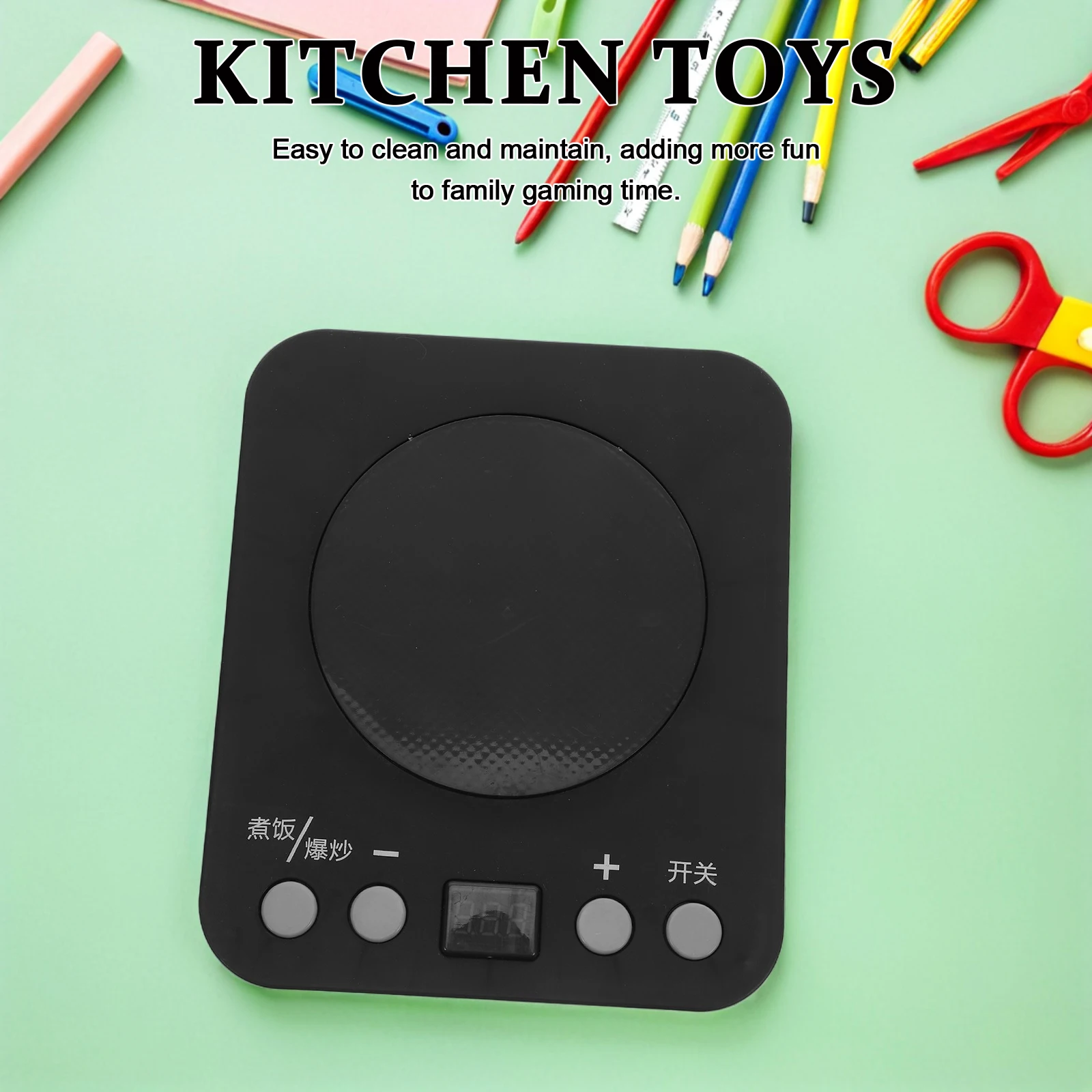 

Realistic Pretend Kitchen Induction Cooker Children'S Simulation Stove Sound Light Effects Lightweight Toddler Cooking Black