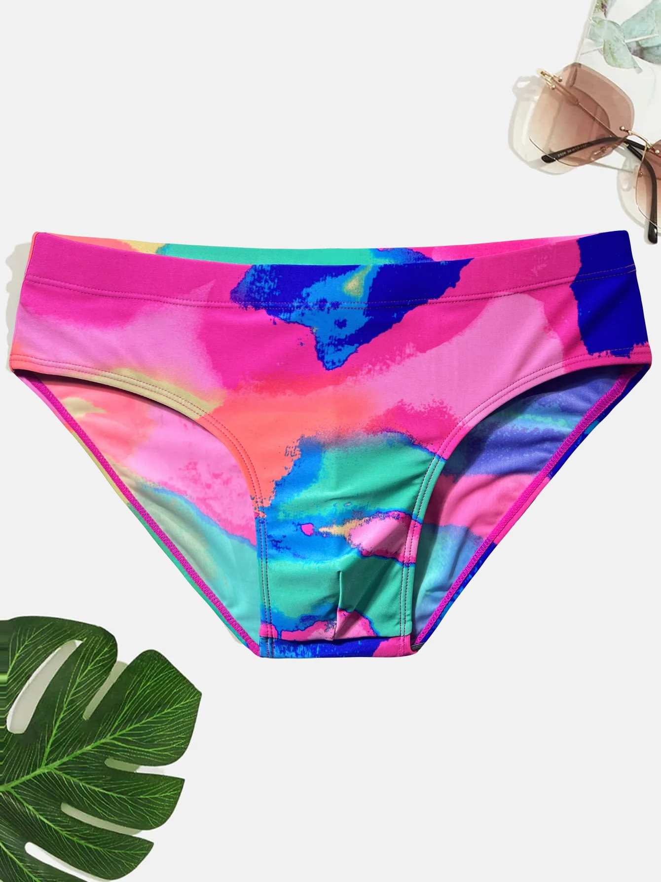 Men's Adult Triangle Racing Competition Reduced Resistance Printed Professional Swimming Pants