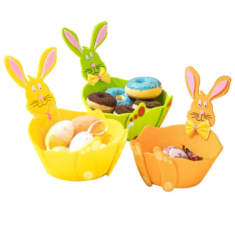 Cesta de Pascua de fieltro para embutir huevos, cubo, bolsas de mano, suministros, cesta de dulces bonita y exquisita, bolsas de fieltro para caza de huevos para vacaciones y familias