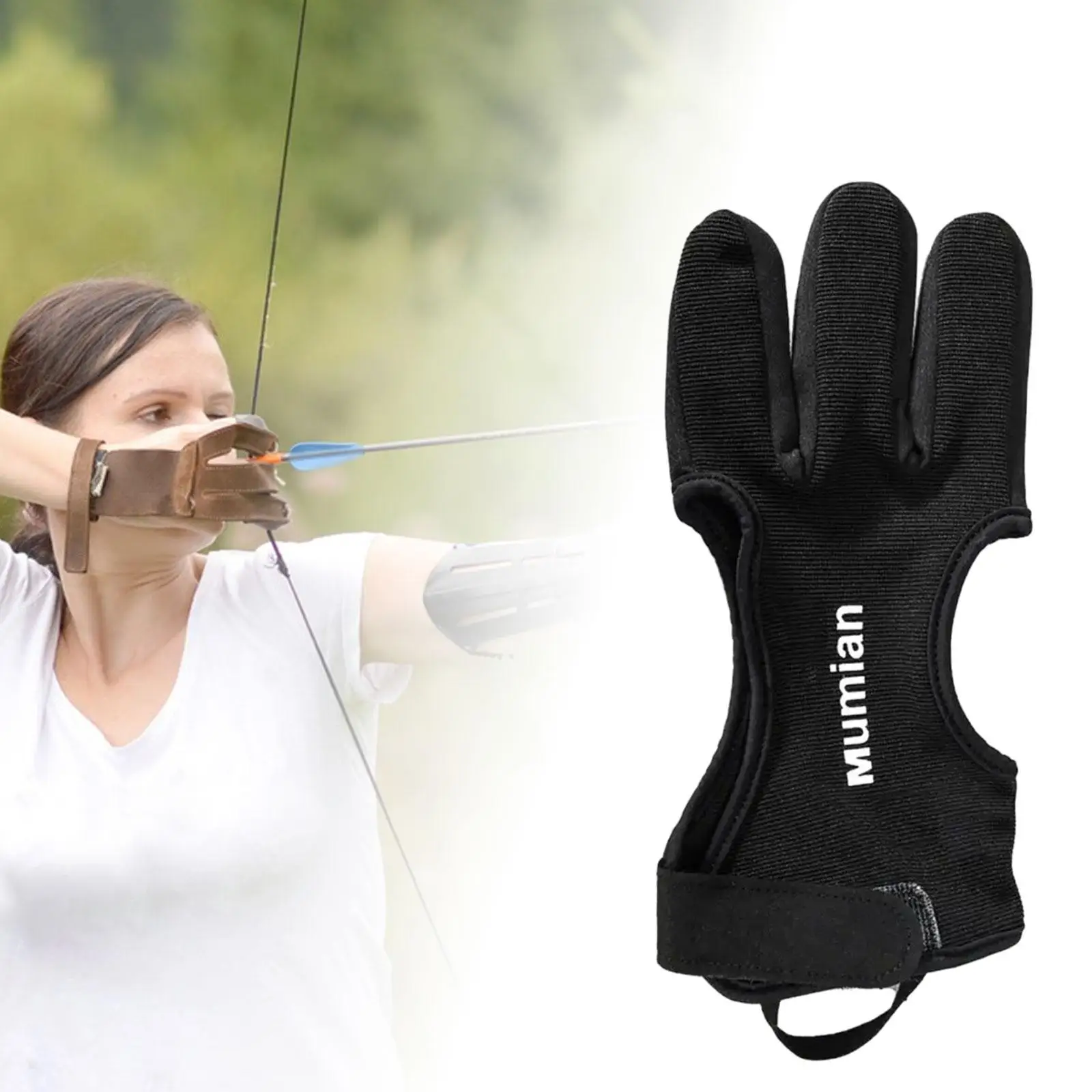 Three Finger Archery Glove Leather Protective Padded Tips Sport Glove Accessory for Recurve Compound Bows