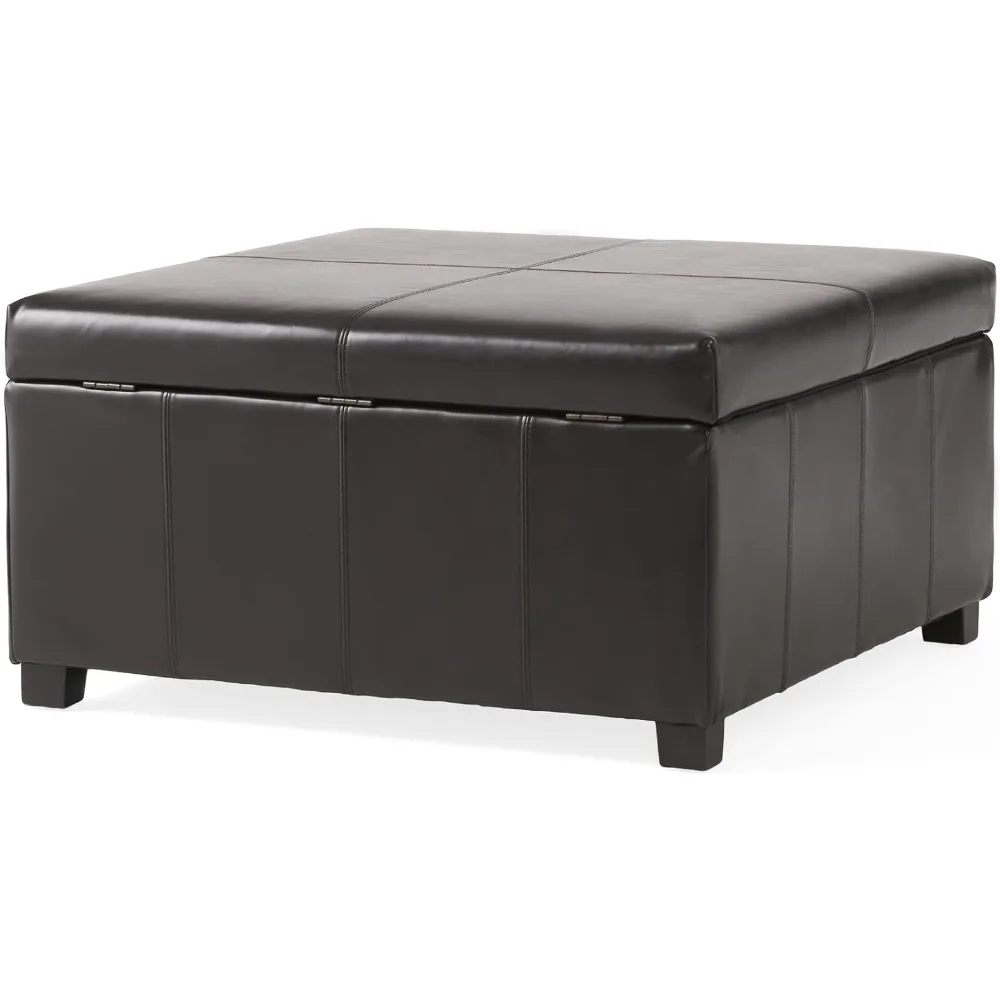 

new Christopher Knight Home Living Berkeley Brown Leather Square Storage Ottoman, Espresso