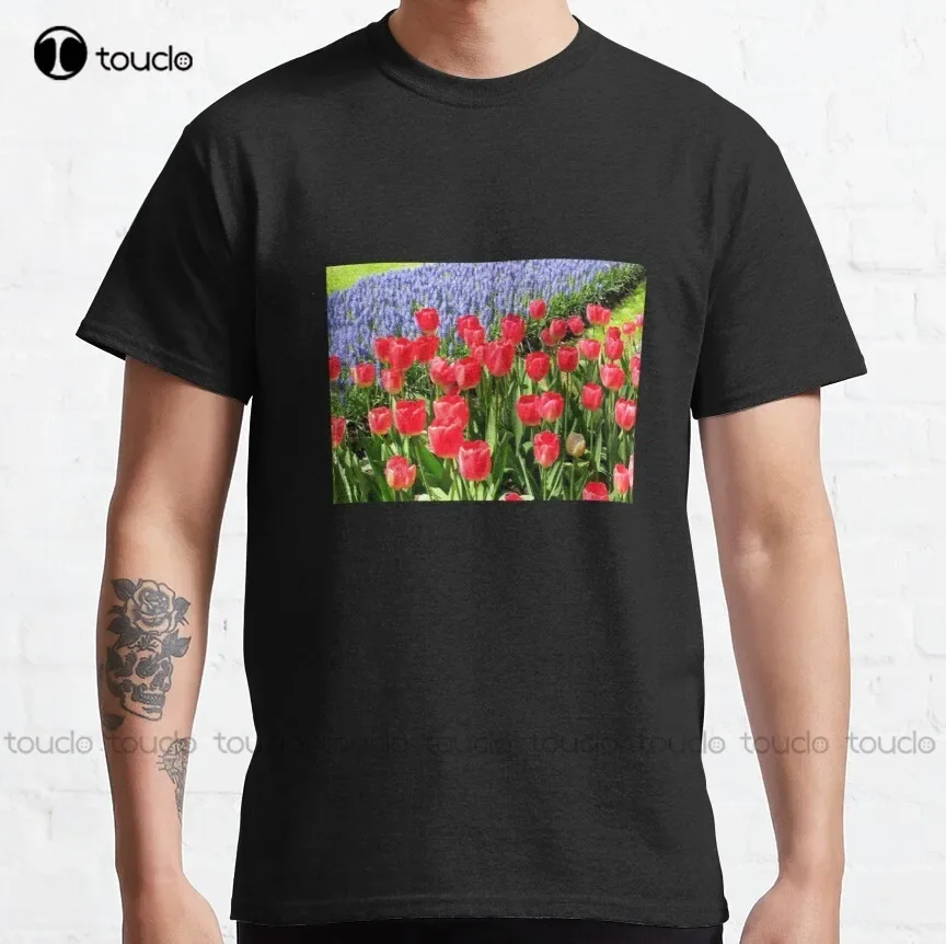 

Dutch Splendour - классическая футболка Red Tulips And Blue Muscari Ishing рубашки для мужчин рукав дышащий хлопок ретро Gd хип-хоп