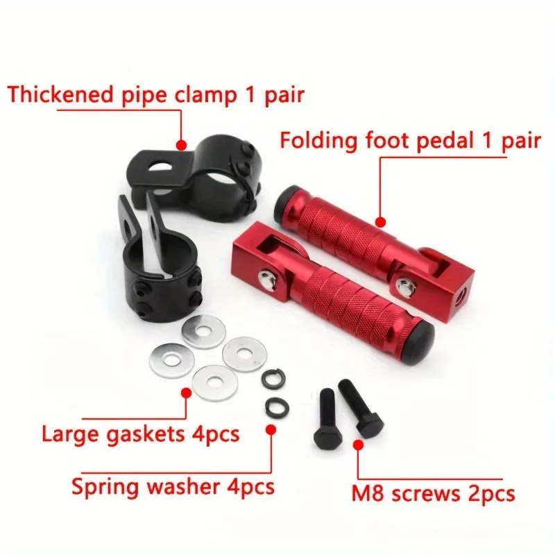 1 Pair CNC Aluminum Motorcycle Part Universal Pedals Folded Footrest Footpeg Motorcycles Mopeds, Karts, Scooters,Bicycle