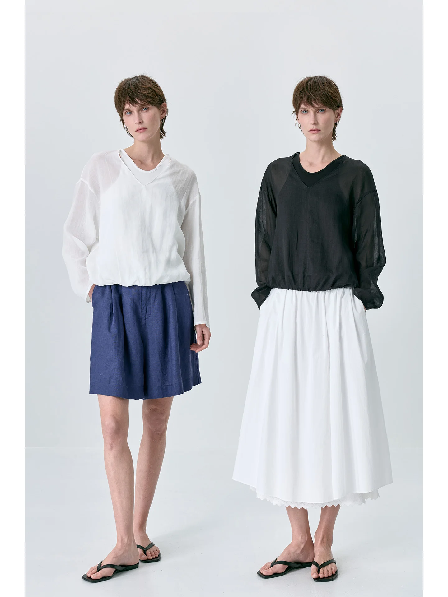 

Lightweight Breathable Linen Loose Shirt Simple Versatile Top Sun Protection Air Conditioning Casual Women's Long Sleeve V-Neck