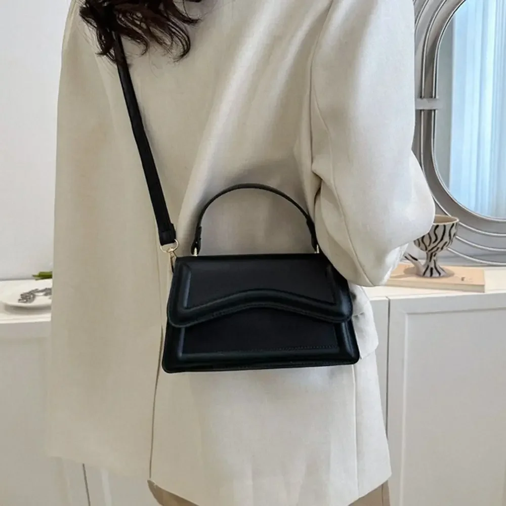 Bolso de hombro de piel sintética para mujer y niña, bandolera de Color sólido con estilo para ocio, novedad