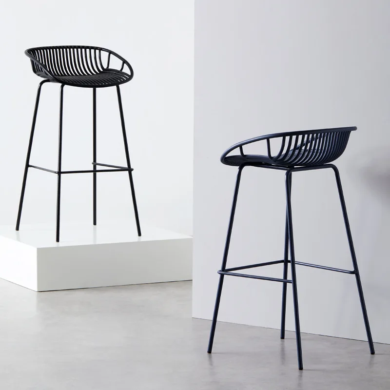 7สี Nordic Wrought Iron Cafe เก้าอี้ Minimalist โมเดิร์นเก้าอี้บาร์สูง Cafe เฟอร์นิเจอร์หรูหรากลางแจ้งเก้าอี้บาร์