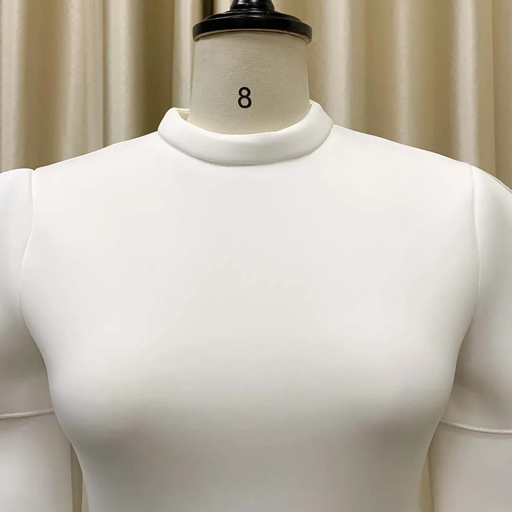 Eleganti abiti da festa per le donne di lusso 2024 moderno O collo manica svasata A vita alta una linea A metà polpaccio solido vestito da cena di compleanno