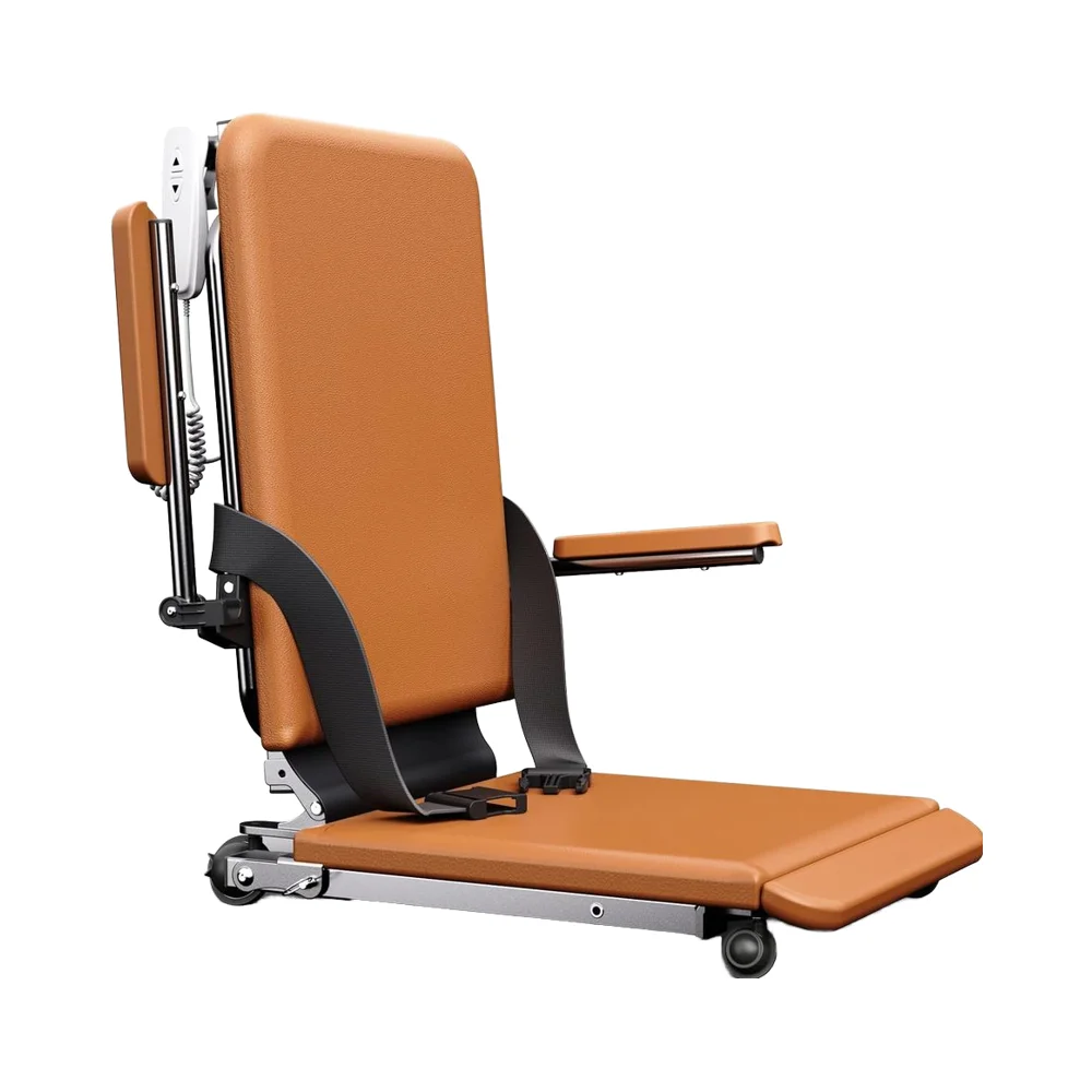 Customizable Height Adjustable PU Seat and Wheels Folding Chair with Metal Material Elderly Chair for Home Used and Hospitals