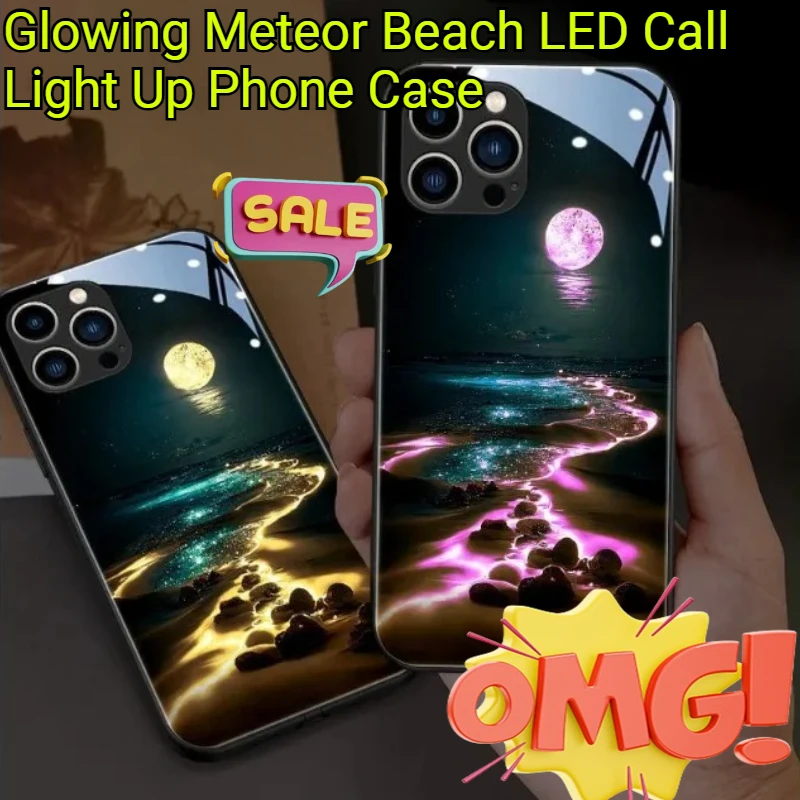 آيفون 11 برو ماكس XR XS ماكس 6 7 8 زائد غطاء حامي مقاوم للصدمات متوهجة النيزك الشاطئ LED دعوة تضيء جراب هاتف