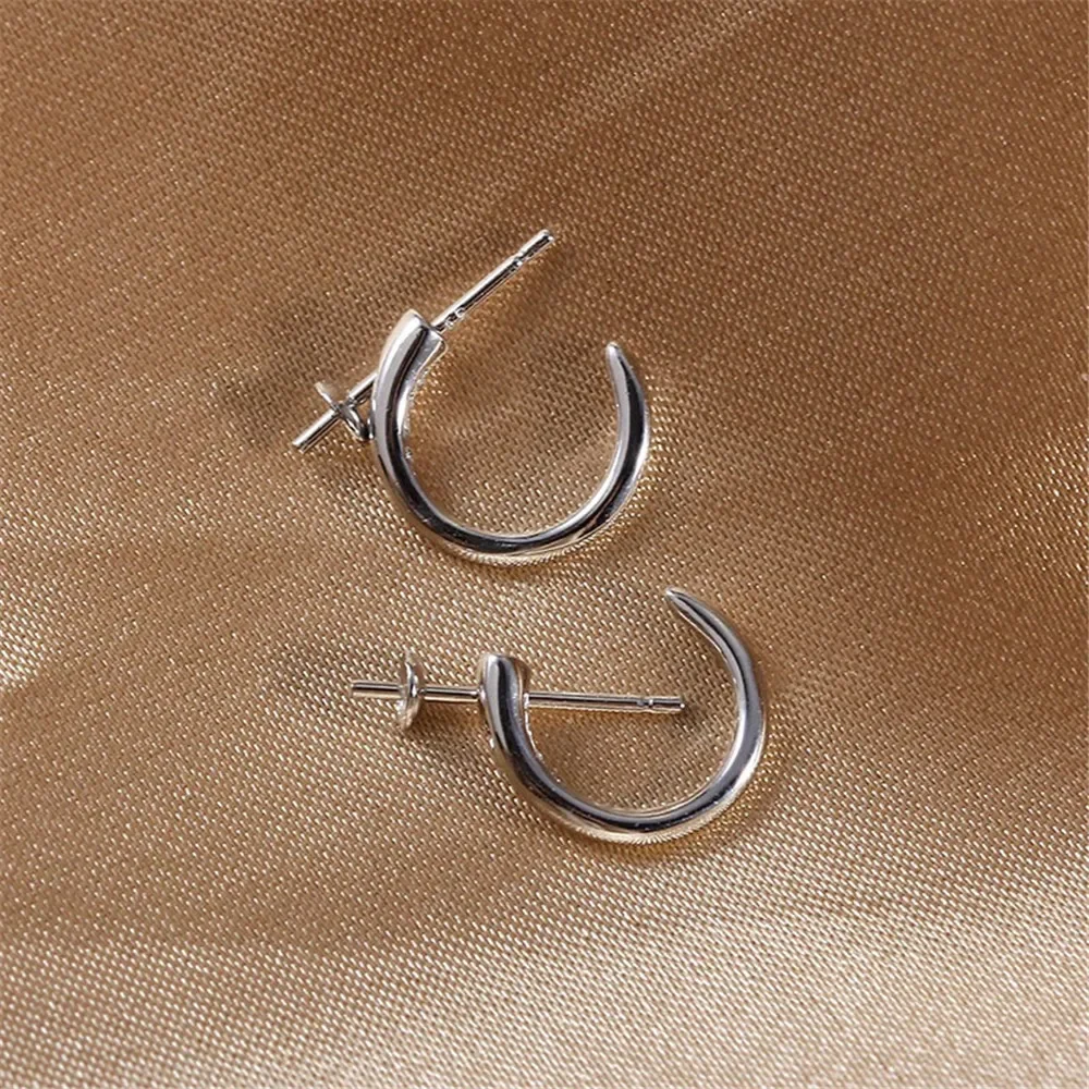 DIY Pearl Accessories New S925 Sterling Silver C-shaped Open Earrings Empty Tray Simple and Fashionable Commuter Versatile Desig