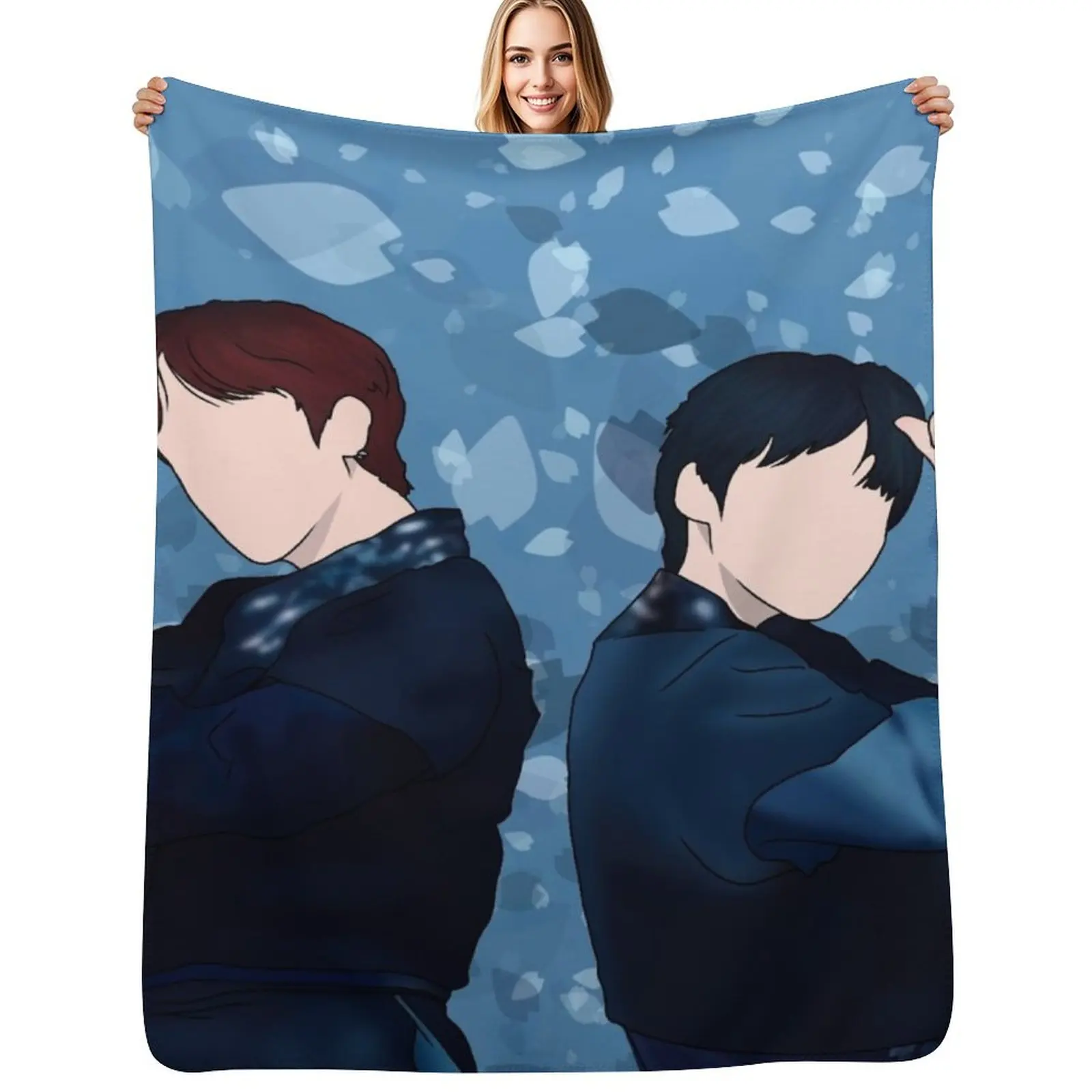

bg ver Hwanwoong and RAVN Luna minimalist Throw Blanket for sofa anime Flannel Fabric Sofa Blankets