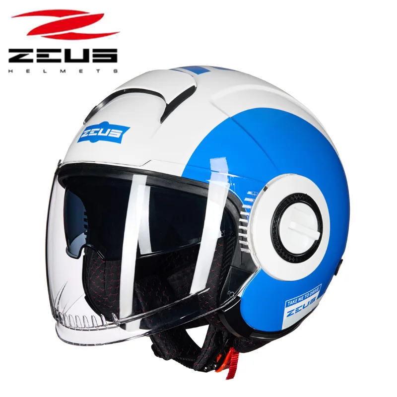 ZEUS Electric Men\'s Motorcycle Helmet Open Face Double Lens Winter Motocross Accessories Biker Bicycle Scooter Helmets