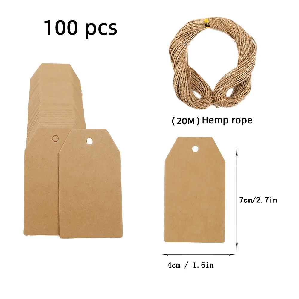 100pcs Small Gift Price Tag/Kraft Paper Hang Tags Wedding/Birthday Party Decoration /Jewelry Price Tag