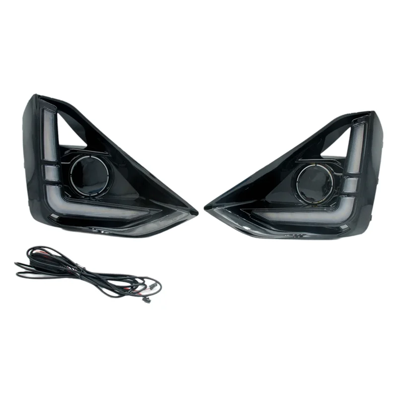 

AC54-For Isuzu D-Max 2023 2024 Dynamic Turn Signal Car DRL LED Daytime Running Light LED Fog Lamp White+Yellow Light